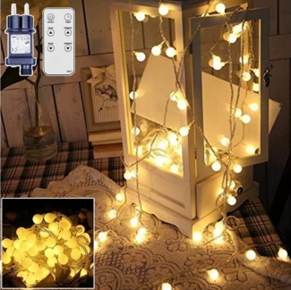 XERSEK LED-Lichterkette Globe 23M Strom Warmweiß IP44 Dimmbar Timer mit Fernbedienung, 150-flammig, Garten Wasserdicht Weihnachts Beleuchtung