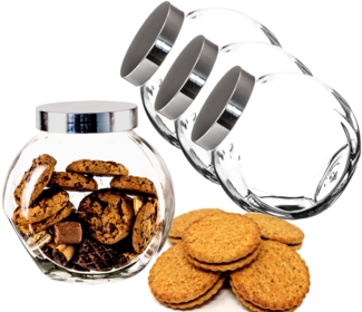 BigDean 3er Set 2 Liter Bonbonglas mit Schraubdeckel - Candy-Glas groß - Für Süßigkeiten, Kekse, Mehl-Aufbewahrung & Gewürze - Made in Germany - Spülmaschinenfest