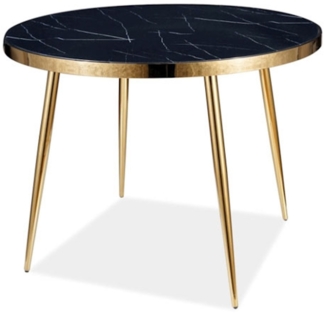 Esstisch Küchentisch Calw 100x100cm Marmor schwarz Gold