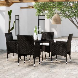 vidaXL 5-tlg. Garten-Essgruppe Poly Rattan Schwarz 3058488