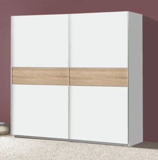 Schwebetürenschrank Kleiderschrank weiß / sonoma eiche 211cm