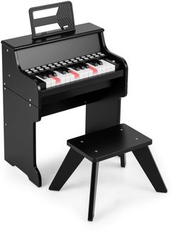 25 Tasten Mini Digitalpiano mit Hocker Kinder Klavier mit Einstellbarer Geschwindigkeit Schwarz