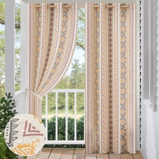 Jibenhome Outdoorgardine Outdoor Vorhang Wetterfest mit Ösen,GardinenBoho Style, (2 St), Winddicht