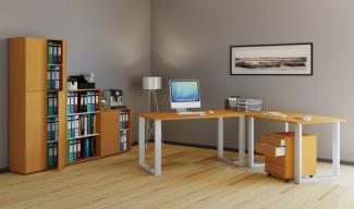 VCM Eck-Schreibtisch Lona 190 x 190 x 50 U-Füße Buche/Weiß