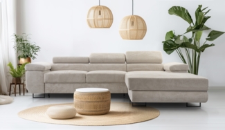 AX LIVING Cord Couch L Form – Arborio R Wohnlandschaft 280 cm Zartweiß