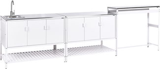 Outdoor-Küche 3er Set mit Spüle MAENZA Metall Weiß