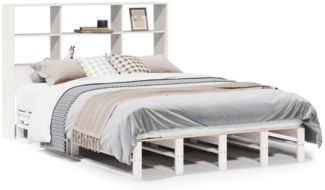 vidaXL Massivholzbett mit Regal ohne Matratze Weiß 160x200 cm 3323927