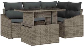 vidaXL Garten-Sofa-Set mit Kissen mit Speicher mit Kissen 5 pcs Grau 3357732