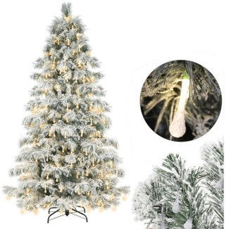 Salcar Künstlicher Weihnachtsbaum Künstlicher Weihnachtsbaum mit Beleuchtung LED Tannenbaum mit Ständer, 180cm Tannenbaum mit Schnee, 479 Spitzen und 170 LEDs