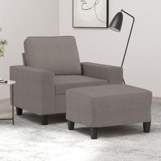 vidaXL Sessel mit Hocker Taupe 60 cm Stoff 3201150