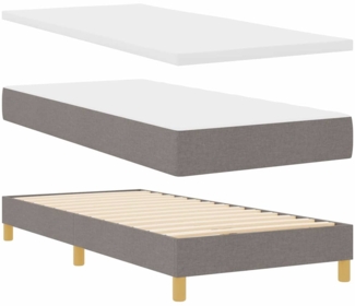 vidaXL Boxspringbett mit Matratze mit Kopfteil Taupe 90x190 cm Stoff 3341206