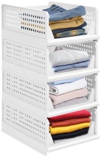 JEOBEST Organizer Stapelbarer Kleiderschrank, Schublade Faltbare Aufbewahrungsbox, (Set of 4), Plastik Lagerkisten für Schlafzimmer, Küche, Bad, Büro