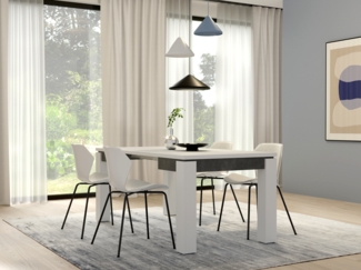 FORTE Brugia Esstisch ausziehbar, Holzwerkstoff, Grau/Weiß, 90 x 75,9 x 90,4 cm