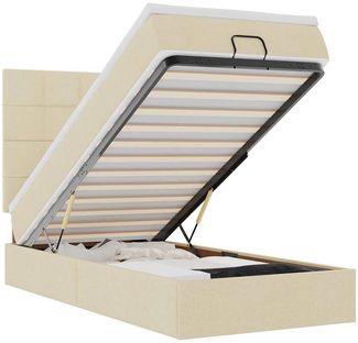 vidaXL Ottomane Bett mit Matratze & LEDs Creme 90x200 cm Stoff 3313980