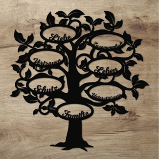 Namofactur 3D-Wandtattoo Holz Wandbild 'Familie Baum' Wanddeko, Wanddekoration Familien Stammbaum, Wandgestaltung für dein Wohnzimmer