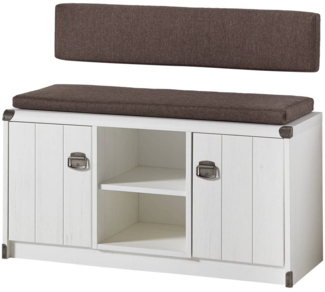 Flurbank Garderobenbank BUDDY Pinie weiß gebürstet Nachbildung 2 Türen