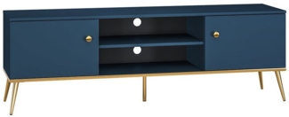 Lomadox Lowboard MONTPELLIER-131, in dunkelblau mit 2 Türen und 2 Fächern, B/H/T ca. 160/54/40 cm