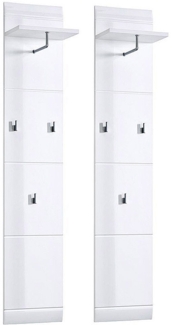 Lomadox Garderobenpaneel DANARO-01, Set Hochglanz weiß (2-teilig), B x H x T ca. 80 x 153 x 23 cm