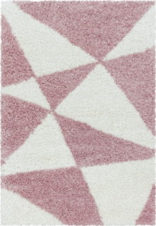 Hochflor Teppich Tarra rechteckig - 140x200 cm - Rosa