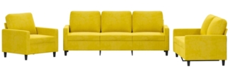 vidaXL 3-tlg. Sofagarnitur mit Kissen Gelb Samt 3201482