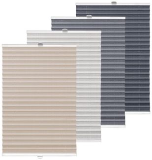 Rikmani Plissee Klemmfix, ohne Bohren NATURAL-hellgrau-50-120, Klemm- oder Schraubmontage, Klemmfix, ohne Bohren, Sonnenschutz