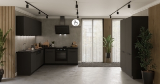 Winkelküche ARIA K-BL ECKE 1 - 215 x 220 + 120 cm Anti Fingerprint Küchenzeile Küchenblock Singleküche Einbauküche Küche Eckküche