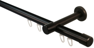 iso-design Gardinenstange Innenlauf 20 mm 1-läufig Endstück Kappe Wandabstand 8 cm, Ø 20 mm, 1-läufig, Fixmaß, mit Bohren, Aluminium