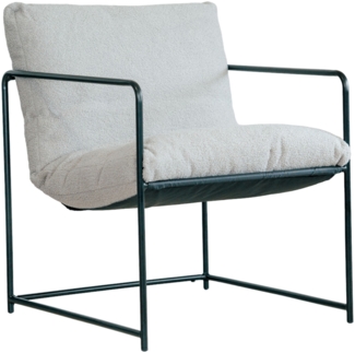 Dmora Sessel Appare, Sessel mit Bouclé-Stoff bezogen, gepolsterter Stuhl, Sitz mit Metallarmlehnen, 61x67h75 cm, Grau