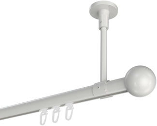 Innenlauf-Gardinenstangen-Set Sonette Luino 360 cm (geteilt in 2x180 cm), 1-läufig, 20 mm Ø Weiß