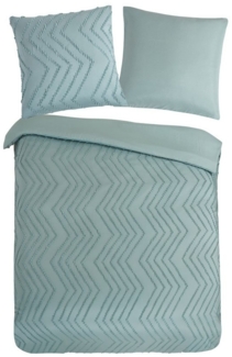Pure Bettwäsche Microfaser Bettwäsche 200 X 200 cm + 2- 80 X 80 cm Zigzag grün luxury, Microfaser, 3 teilig, bettwäsche 200x200 microfaser sale warm weihnachten 200x200 bettbezug