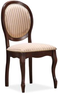 Casa Padrino Barock Esszimmer Stuhl Beige / Gold / Dunkelbraun 47x44 x H. 97 cm - Gestreifter Küchenstuhl im Barockstil - Barock Möbel