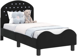vidaXL Kinderbettgestell mit Kopfteil Schwarz 70x140 cm Samt 42011101