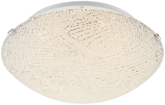 LED Deckenleuchte, Metall, weiß, Muster, Glas satiniert, D 25cm