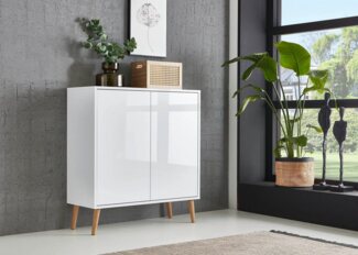 BMG Möbel Kommode Mailand (Schubladenkommode Sideboard Kommode Anrichte, mit Massivholzfuß), Push-to-open-Funktion