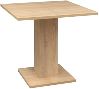 Säulen-Esstisch >Tap< (ausziehbar bis 120cm) in eiche sägerau - 80/120x76x80cm (BxHxT)