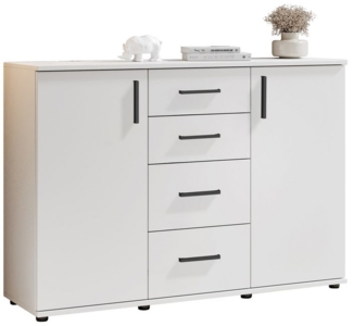 Sideboard >BC 1040< 2 Türen, 4 Schubladen, weiß - 120x83x35cm (BxHxT)