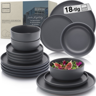 SÄNGER Steingut Geschirrset Leeds Nightsky 18 teilig für 6 Personen