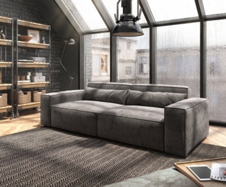 DELIFE Big-Sofa Sirpio, XL Mikrofaser Khakibraun 270x130 cm mit Hocker