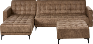Modul Eckschlafsofa 4-Sitzer ABERDEEN Kunstleder Braun mit Ottomane rechtsseitig