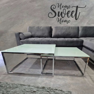 LebensWohnArt Couchtisch 2er Set Design Couchtisch MENTO 75cm ESG-Sicherheitsglas Chrom