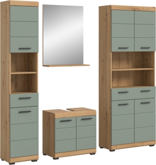 Xonox Scout Badkombination (B/H/T: 186x191x34 cm) in Salbei und Artisan Eiche Nachbildung