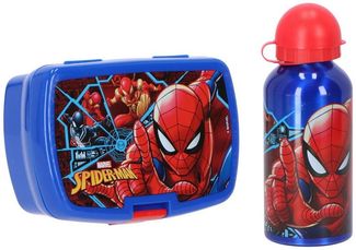 Spiderman Lunchpaket mit Lunchbox und Trinkflasche(500 ml) für Schule Kindergarten und Freizeit