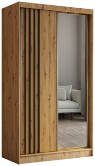 ALTDECOR Schiebetürenschrank NALLA Spiegel Spiegeltüren Lamellen Schwebetürenschrank LED Beleuchtung