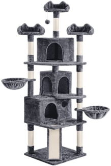 Yaheetech Kratzbaum Katzenbaum 194 cm(H), Kletterbaum mit 3 Aussichtsplattform & 2 Liegemulden & 3 Höhlen