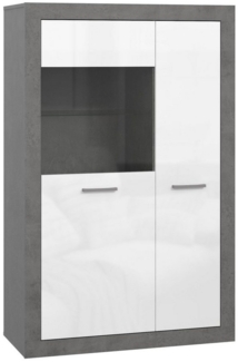 Newroom Vitrine Loxley Vitrine Betonoptik Modern Vitrinenschrank Glasvitrine Wohnzimmer