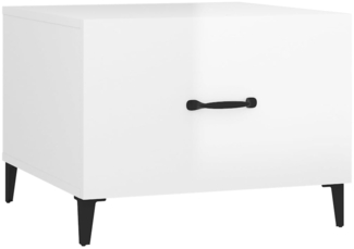 Couchtisch, Sofatisch mit Metallbeinen Hochglanz-Weiß 50x50x40 cm