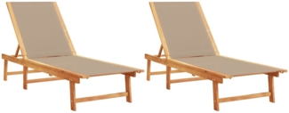 vidaXL Sonnenliegen 2 Stk. Taupe Massivholz Akazie und Textilene 3279251