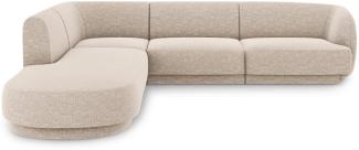 Micadoni 6-Sitzer Ecke links Sofa Miley | Beinfarbe Black Plastic, Beige, Chenille
