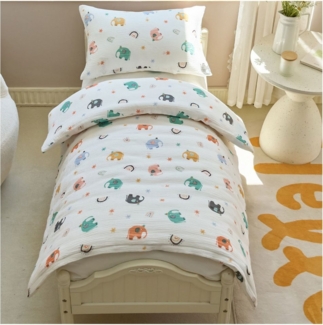 KEAYOO Kinderbettwäsche Muslin Bettwäsche Baumwolle Double Gauze, 2 teilig, Double Gauze Bettwäsche mit Elefantenmotiven für Kinder