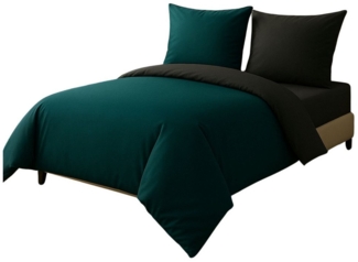 Leonado Vicenti Bettwäsche Luxus Satin-Bettwäsche aus 100 % Baumwolle, Satin, 2 teilig, Wendebettwäsche, hochwertig, dezenter Glanz, Unifarben, Anthrazit